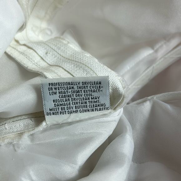 Vintage rosebuds and embroidery basque waist sheath style wedding dress small xs - Picture 14 of 16